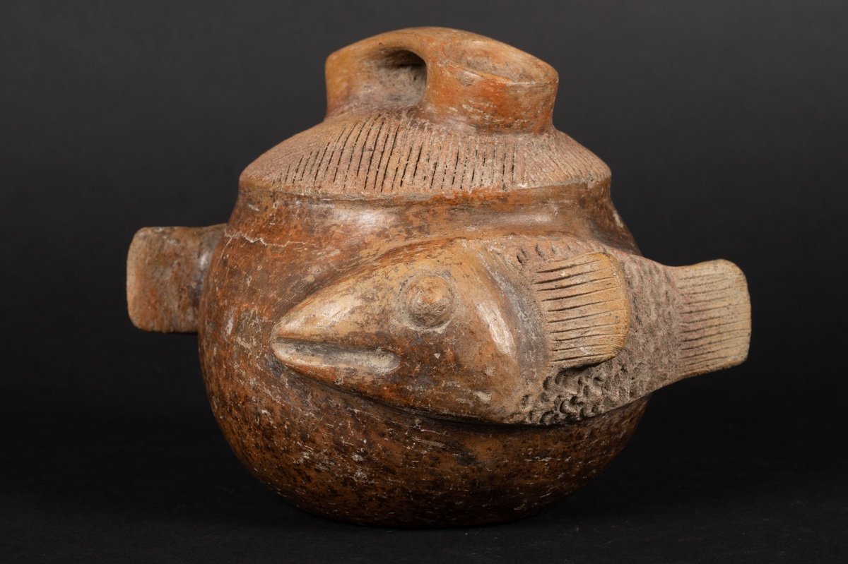 Bouteille à Poisson, Culture Chorrera (1300 - 300 Av. J.-c.), équateur, Céramique Précolombienn-photo-4