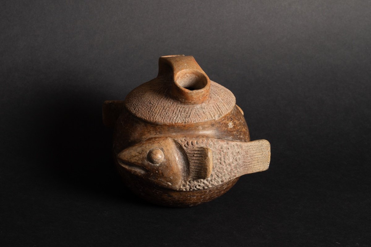 Bouteille à Poisson, Culture Chorrera (1300 - 300 Av. J.-c.), équateur, Céramique Précolombienn