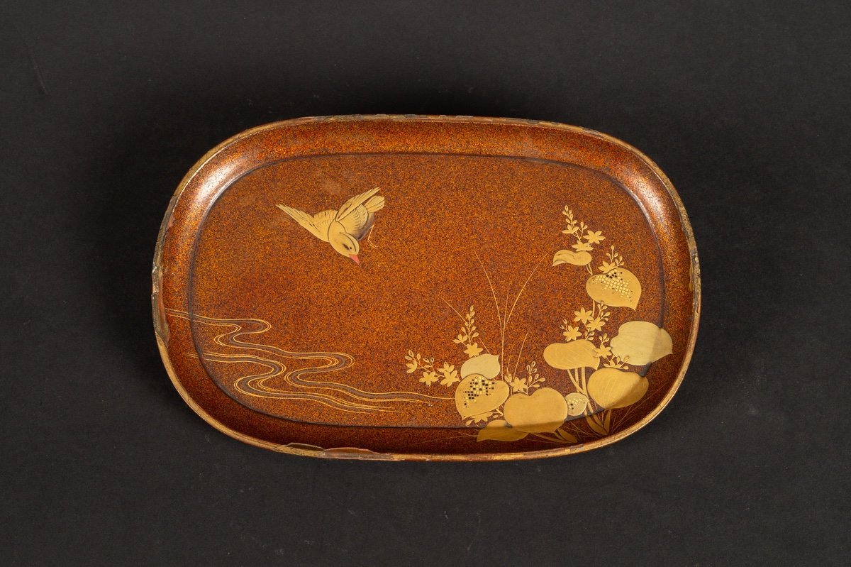 Bird Tray, Maki-e Lacquer, Japan, Edo/meiji Period, 19th Century. -photo-3