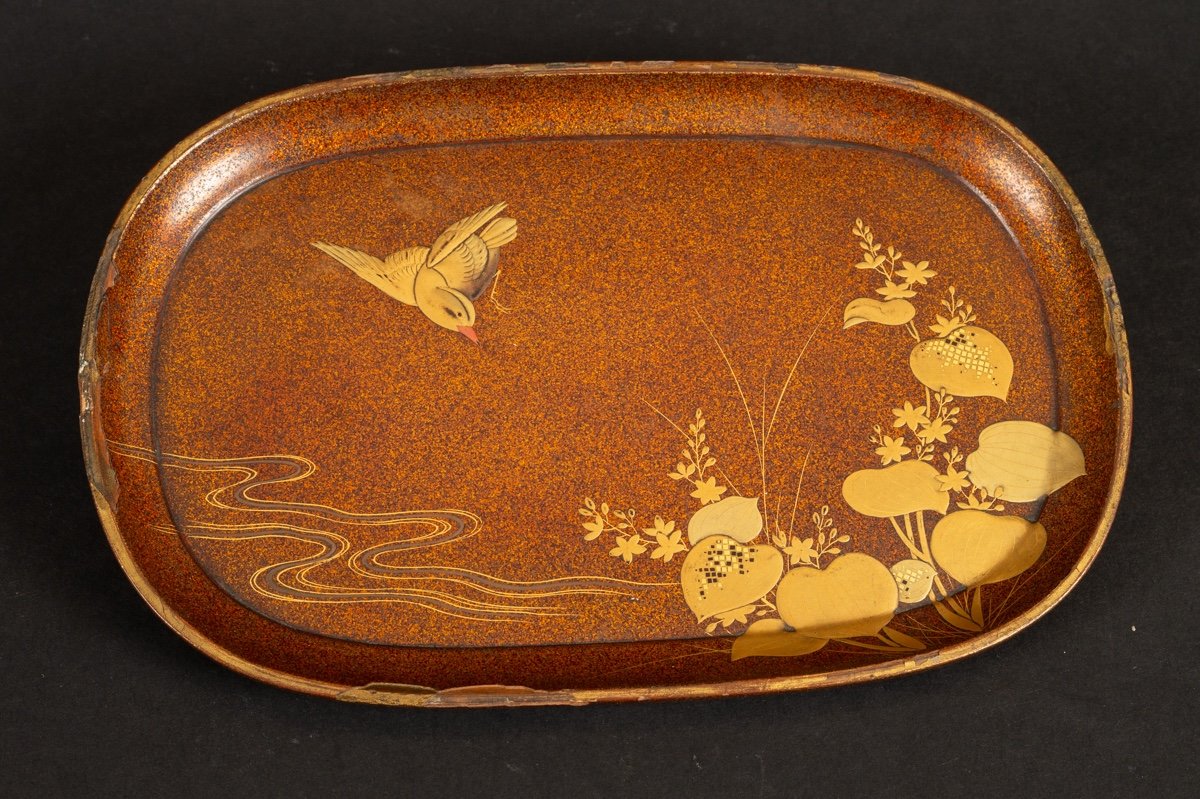 Bird Tray, Maki-e Lacquer, Japan, Edo/meiji Period, 19th Century. -photo-1