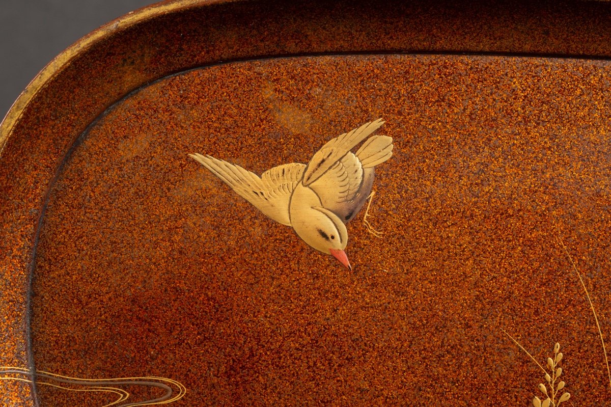 Bird Tray, Maki-e Lacquer, Japan, Edo/meiji Period, 19th Century. -photo-3