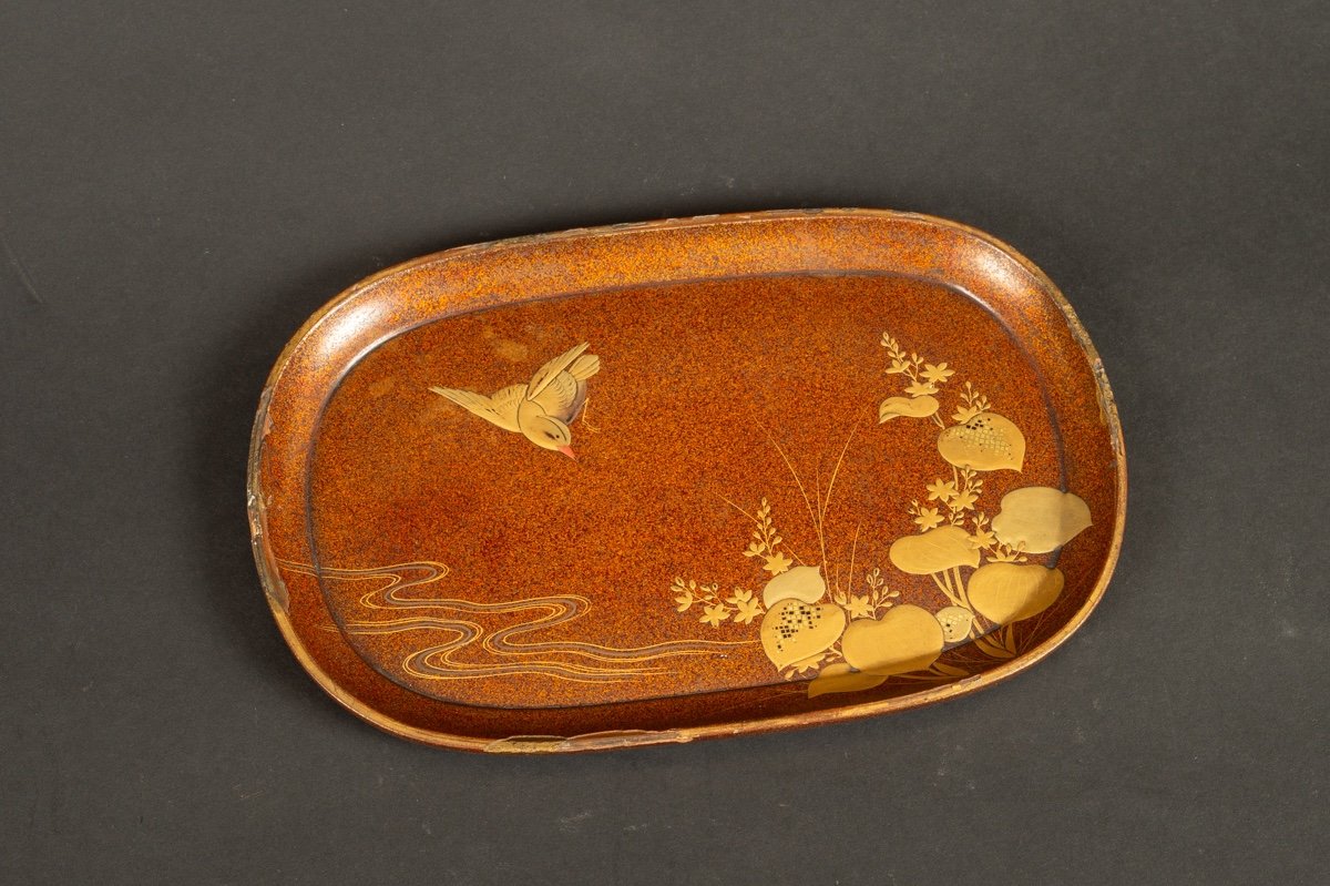 Bird Tray, Maki-e Lacquer, Japan, Edo/meiji Period, 19th Century. 