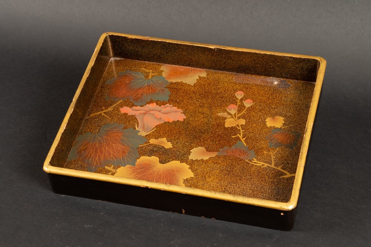 Plateau à Fleurs, Laque, Maki-e, Japon, ère Meiji (1868-1912). -photo-2