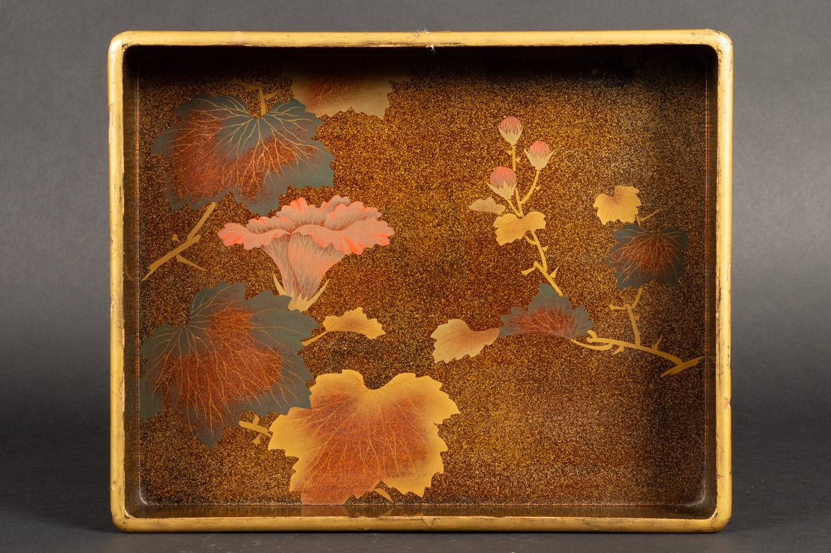 Plateau à Fleurs, Laque, Maki-e, Japon, ère Meiji (1868-1912). -photo-3