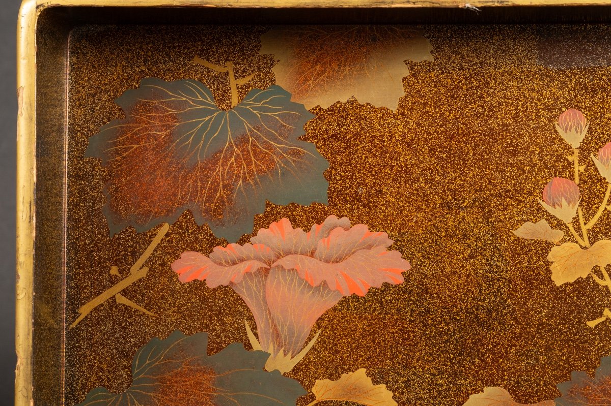 Plateau à Fleurs, Laque, Maki-e, Japon, ère Meiji (1868-1912). -photo-4