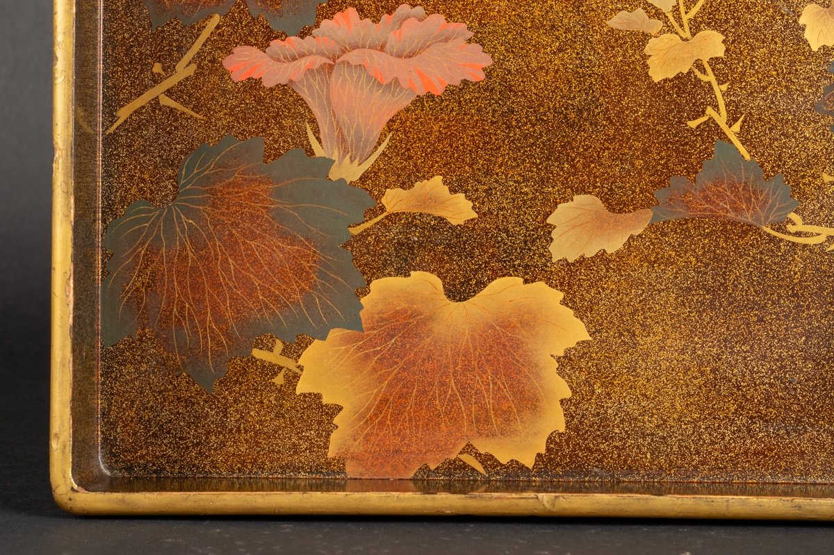 Plateau à Fleurs, Laque, Maki-e, Japon, ère Meiji (1868-1912). -photo-1