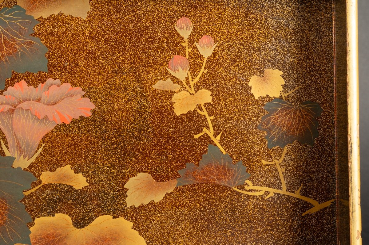 Plateau à Fleurs, Laque, Maki-e, Japon, ère Meiji (1868-1912). -photo-2