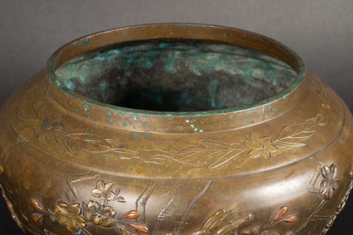 Cache Pot, Bronze, Japon, ère Meiji (1868-1912).  -photo-2