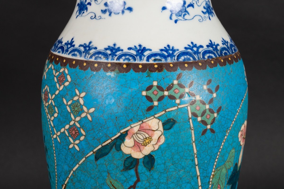 Lamp - Vase, Cloisonné Totai Shippo, Japan, Meiji Era (1868-1912).  -photo-3