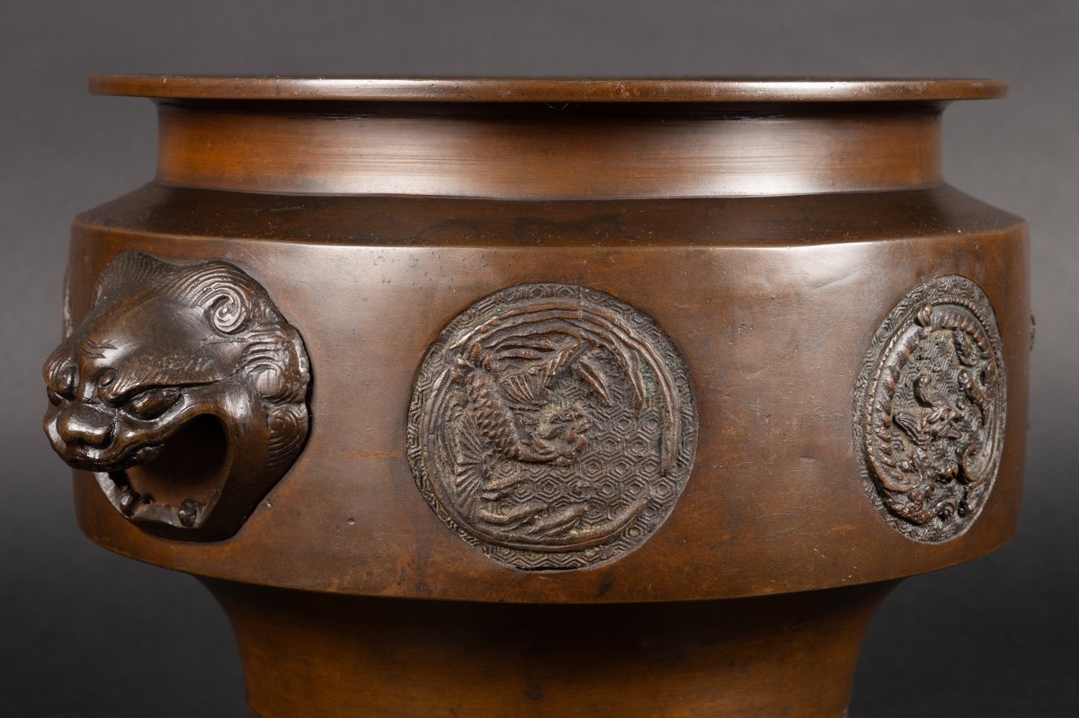 Cache Pot With Animals, Bronze, Japan, Meiji Era (1868-1912). -photo-2