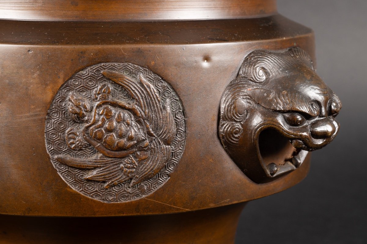 Cache Pot Avec Animaux, Bronze, Japon, ère Meiji (1868-1912). -photo-5