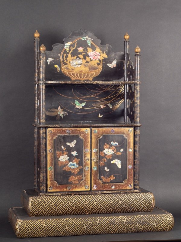 Cabinet Incrusté De Nacre, Laque, Nagasaki, Japon, époque Edo/meiji, XIXe Siècle. -photo-2