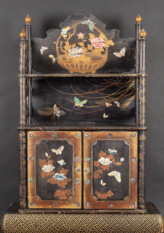 Cabinet Incrusté De Nacre, Laque, Nagasaki, Japon, époque Edo/meiji, XIXe Siècle. -photo-1