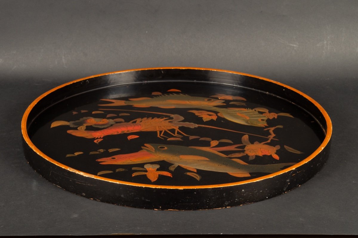 Fish And Lobster Tray, Lacquer, Japan, Meiji Era (1868-1912). -photo-3