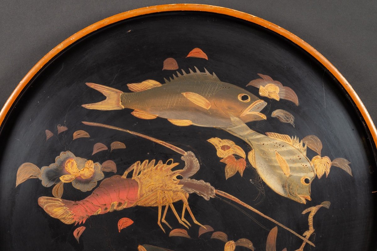 Fish And Lobster Tray, Lacquer, Japan, Meiji Era (1868-1912). -photo-1