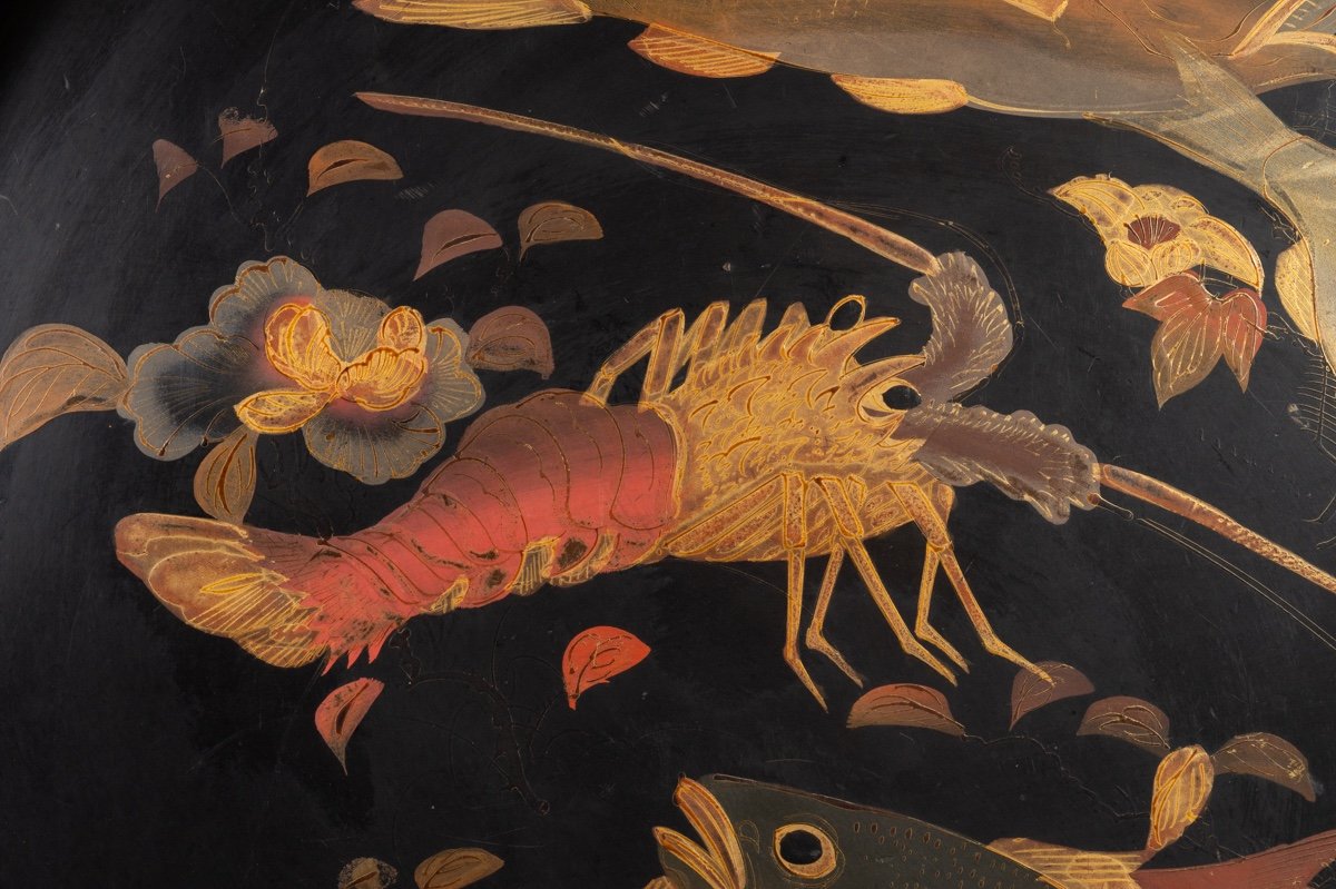 Fish And Lobster Tray, Lacquer, Japan, Meiji Era (1868-1912). -photo-4