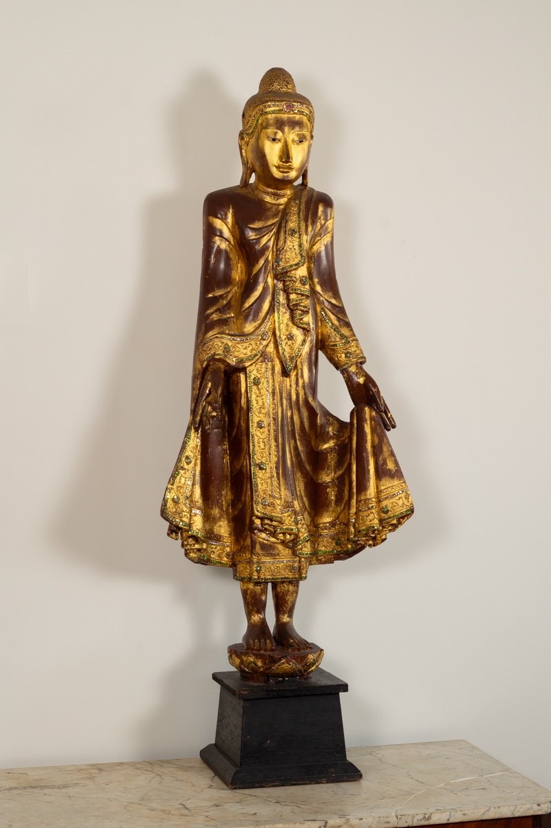 Mandalay Buddha, Gilded Wood, Burma, Early 20th Century.-photo-2