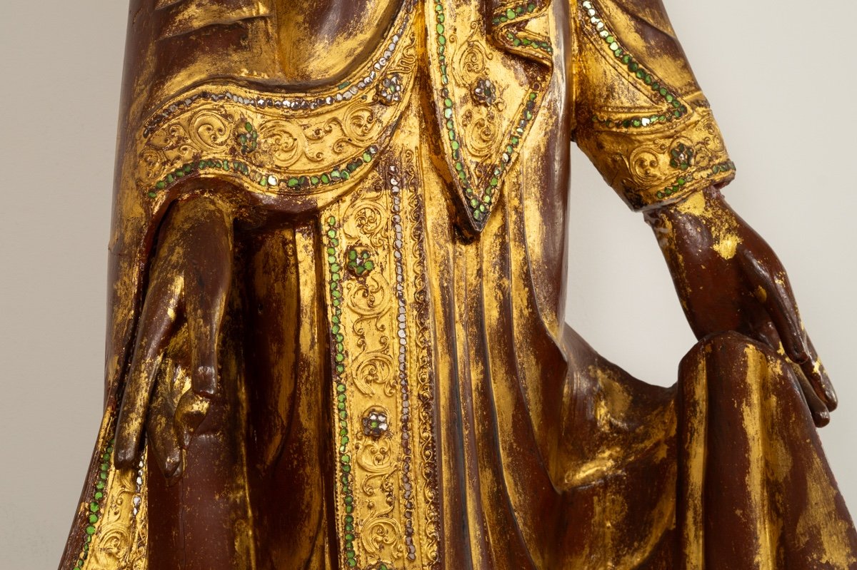 Mandalay Buddha, Gilded Wood, Burma, Early 20th Century.-photo-3