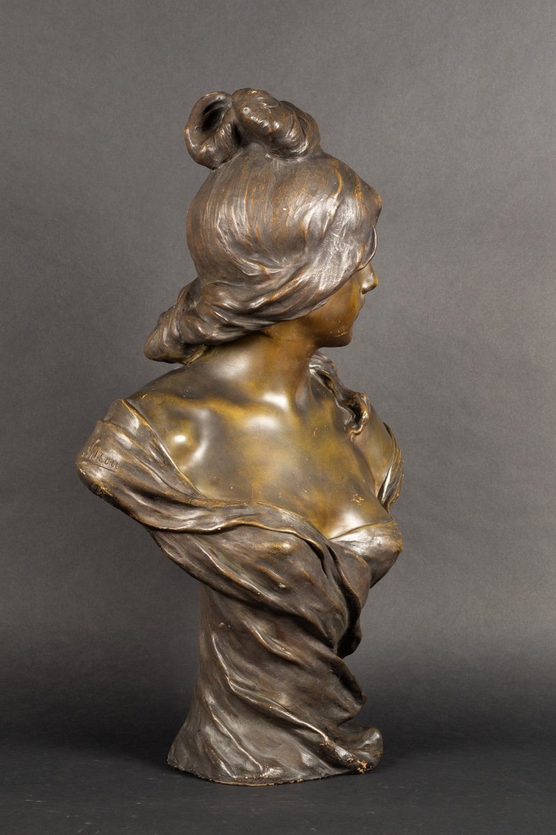 Buste De Femme, A.H. Nelson (1854 - 1919), Goldscheider, Art Nouveau, Vienne, Vers 1900.  -photo-2