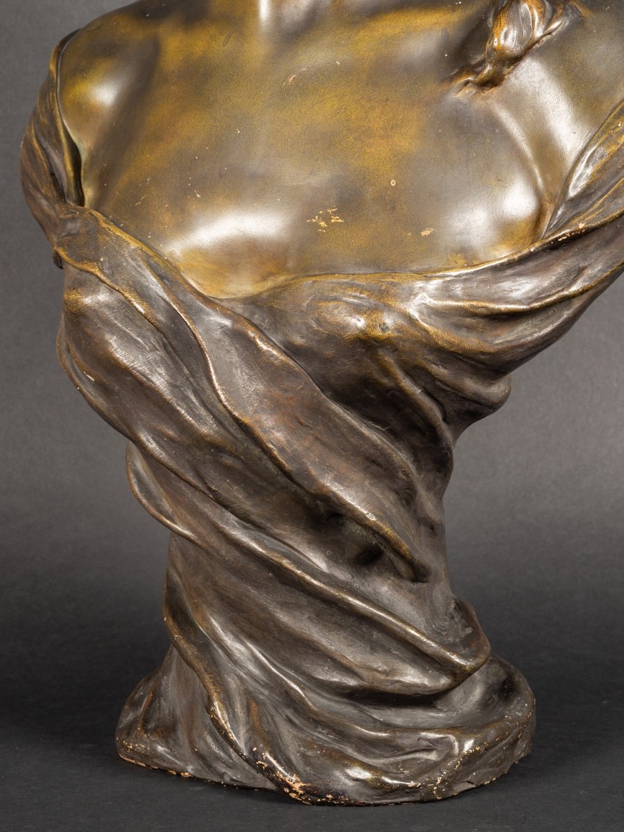 Buste De Femme, A.H. Nelson (1854 - 1919), Goldscheider, Art Nouveau, Vienne, Vers 1900.  -photo-4