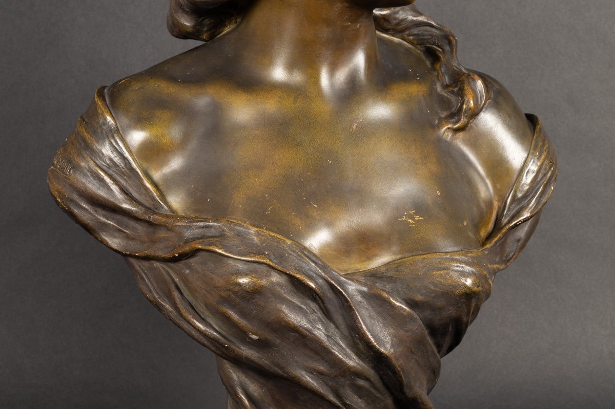 Buste De Femme, A.H. Nelson (1854 - 1919), Goldscheider, Art Nouveau, Vienne, Vers 1900.  -photo-5