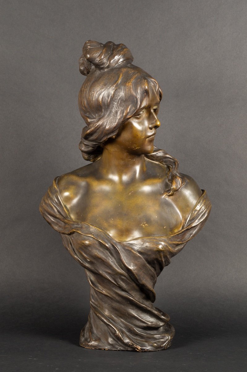 Buste De Femme, A.H. Nelson (1854 - 1919), Goldscheider, Art Nouveau, Vienne, Vers 1900.  