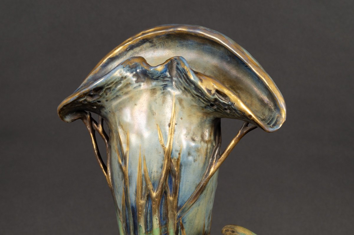 Pheasant Vase, Amphora, Austria, Art Nouveau, Circa 1900. -photo-1