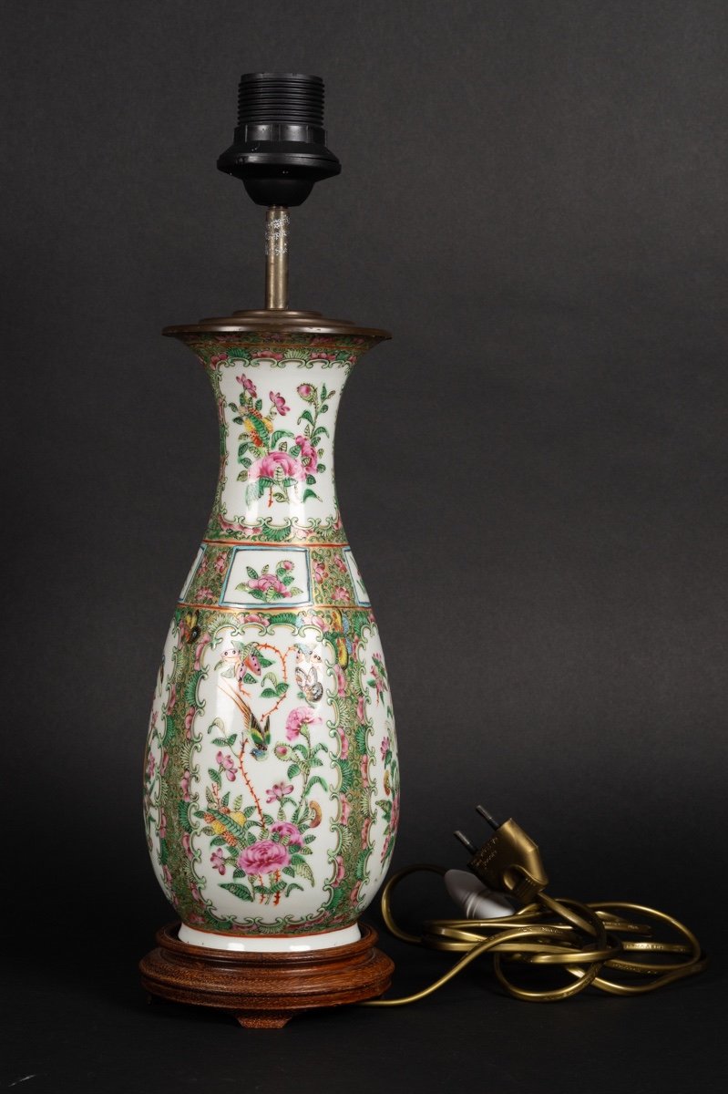 Lampe - Vase, Famille Verte, Canton Rose, Chine, XIXe Siècle. -photo-2