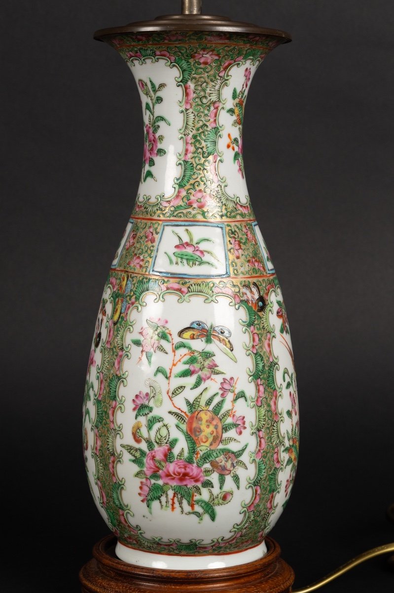 Lampe - Vase, Famille Verte, Canton Rose, Chine, XIXe Siècle. -photo-1