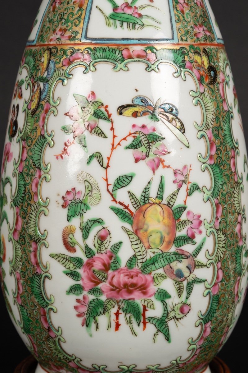 Lampe - Vase, Famille Verte, Canton Rose, Chine, XIXe Siècle. -photo-4