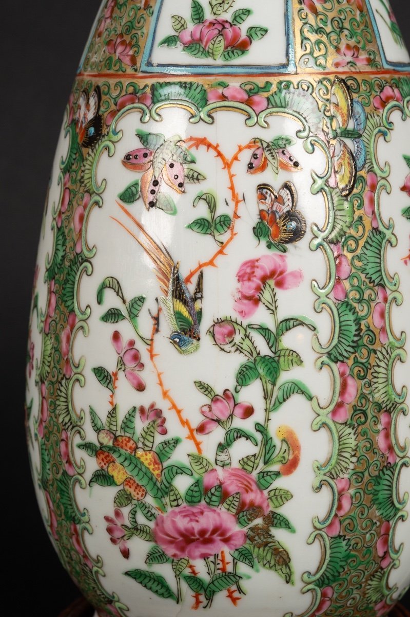 Lampe - Vase, Famille Verte, Canton Rose, Chine, XIXe Siècle. -photo-5