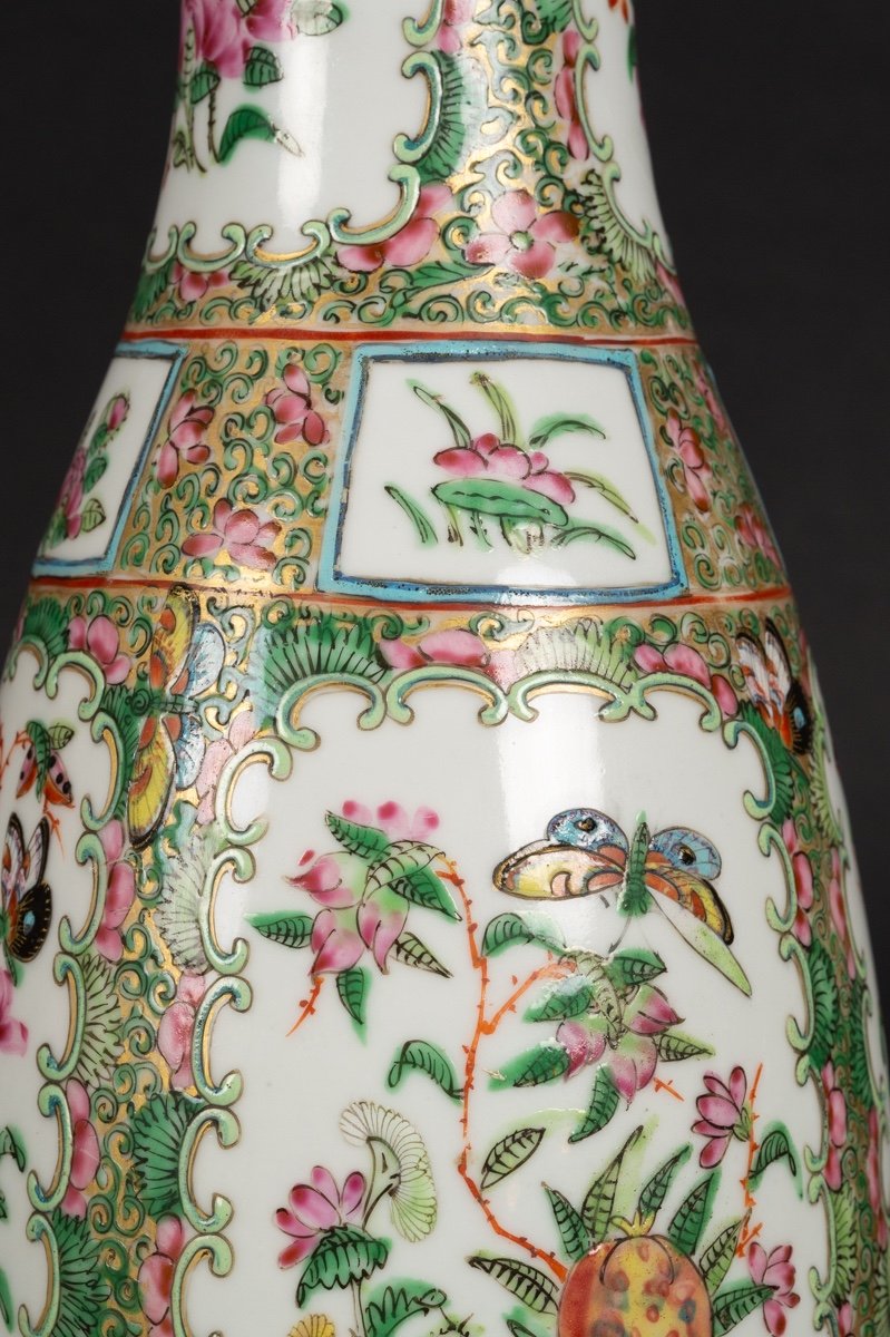 Lampe - Vase, Famille Verte, Canton Rose, Chine, XIXe Siècle. -photo-6