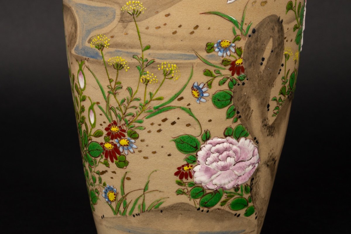 Vase Avec Oiseaux Et Fleurs, Japon, ère Meiji (1868-1912).  -photo-6