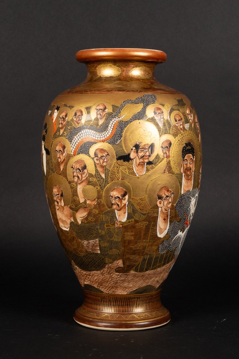 Vase Avec Des Personnages Et Un Dragon, Kinkozan, Satsuma, Japon, ère Meiji (1868-1912).   -photo-2