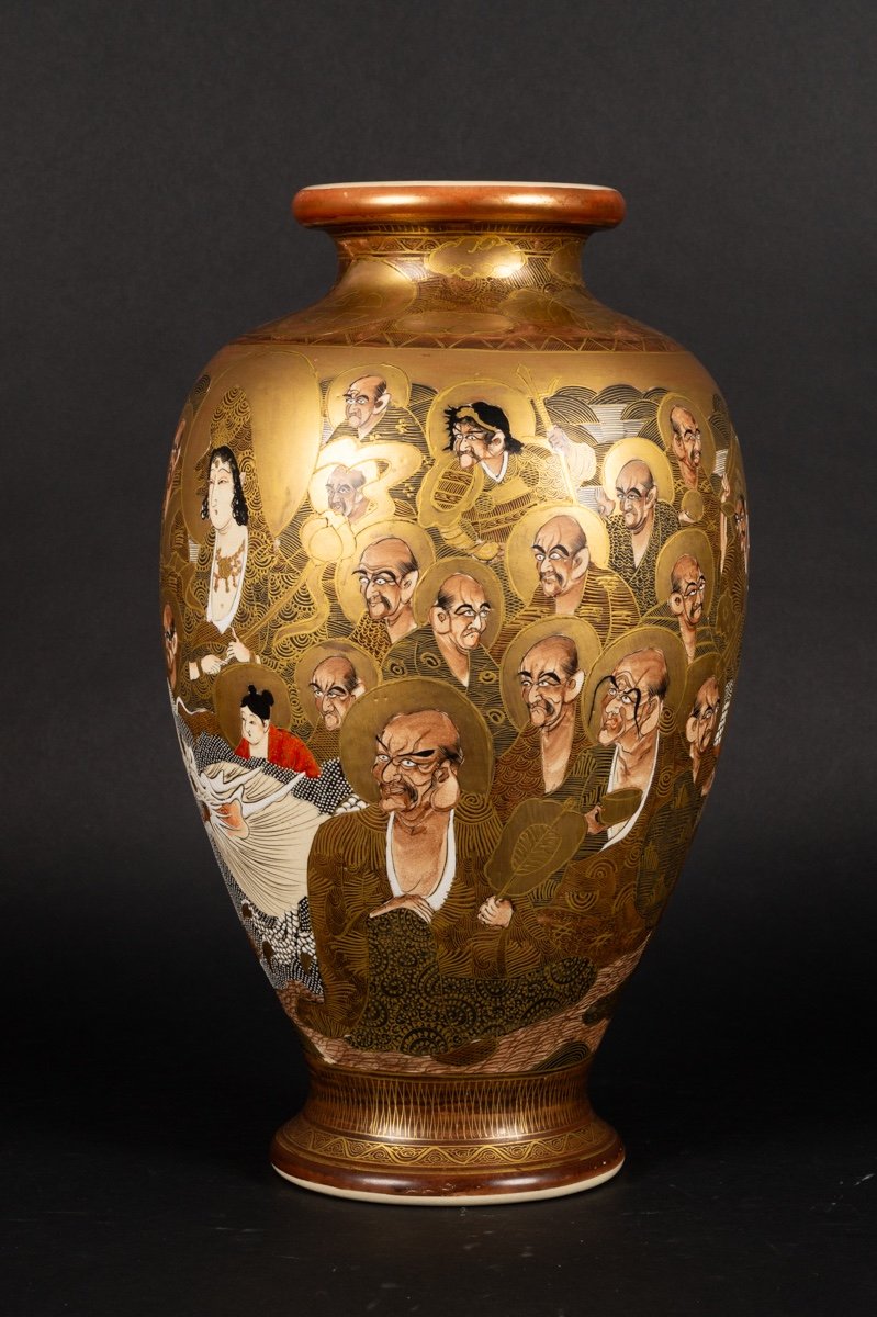 Vase Avec Des Personnages Et Un Dragon, Kinkozan, Satsuma, Japon, ère Meiji (1868-1912).   -photo-4