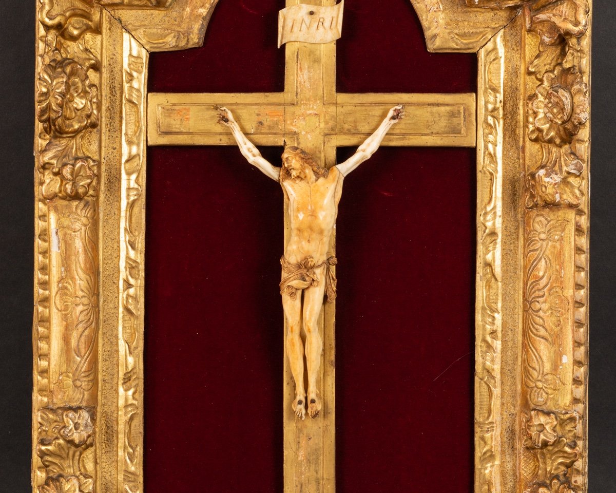 Crucifix Dans Un Cadre, Louis XIV, XVIIe - XVIIIe Siècle. -photo-3