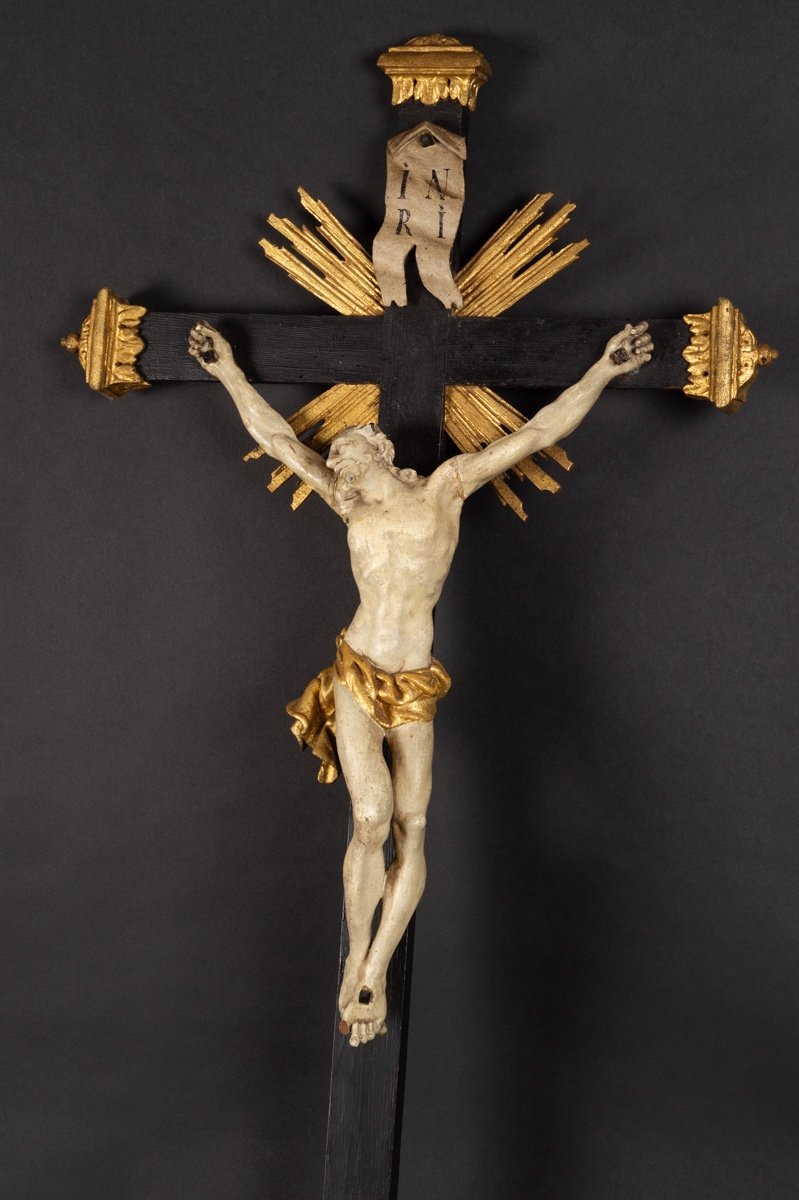 Large Crucifix, Wood, 18th - 19th Century. -photo-3