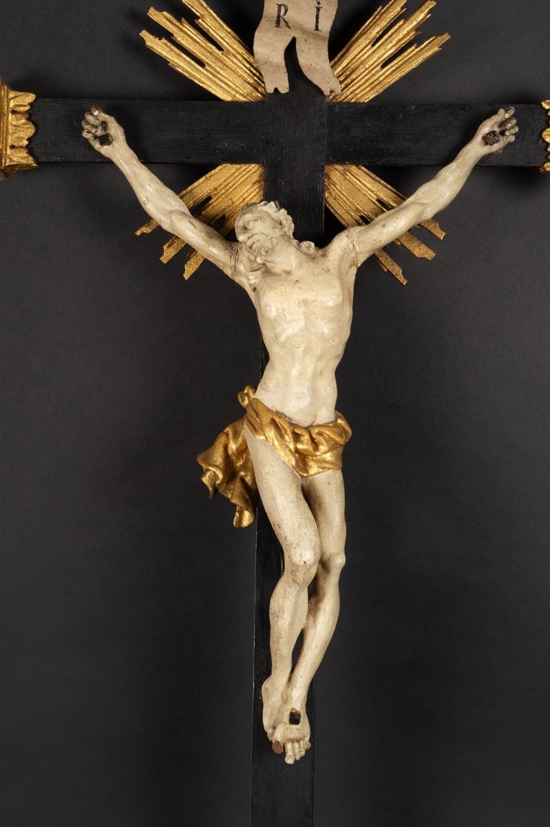 Large Crucifix, Wood, 18th - 19th Century. -photo-4