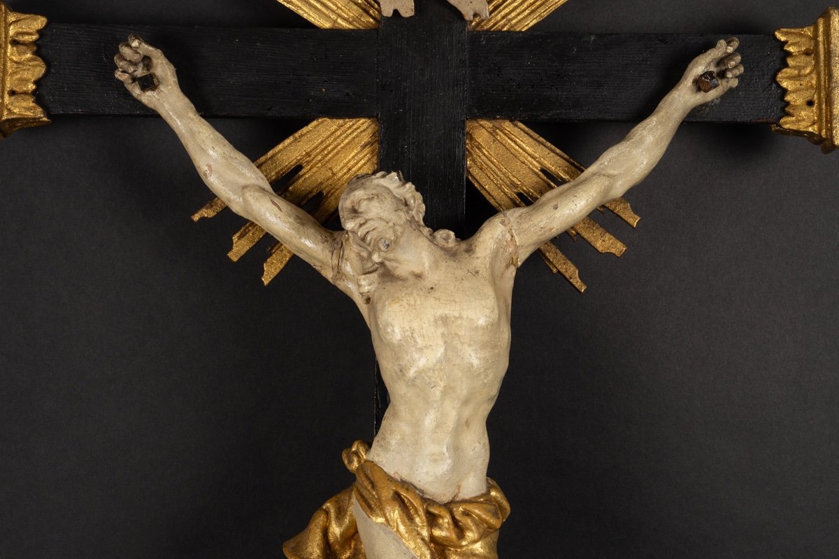 Large Crucifix, Wood, 18th - 19th Century. -photo-2