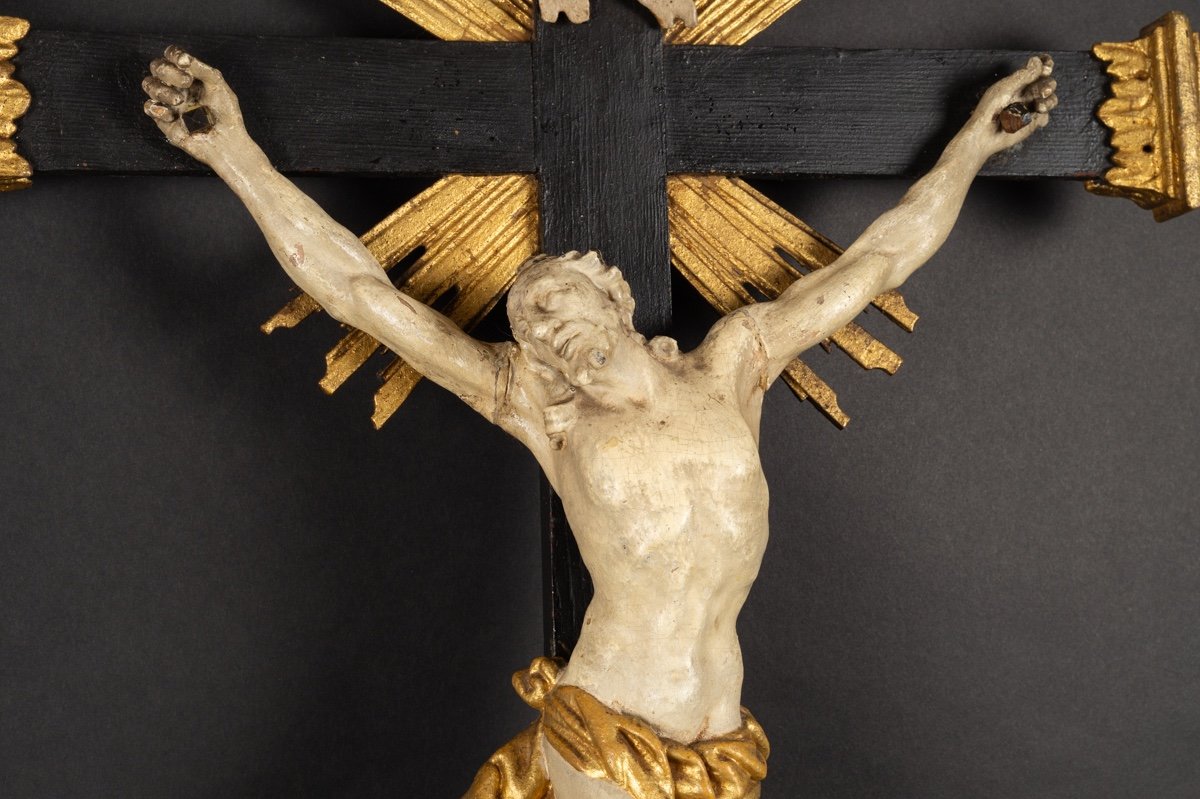 Large Crucifix, Wood, 18th - 19th Century. -photo-4