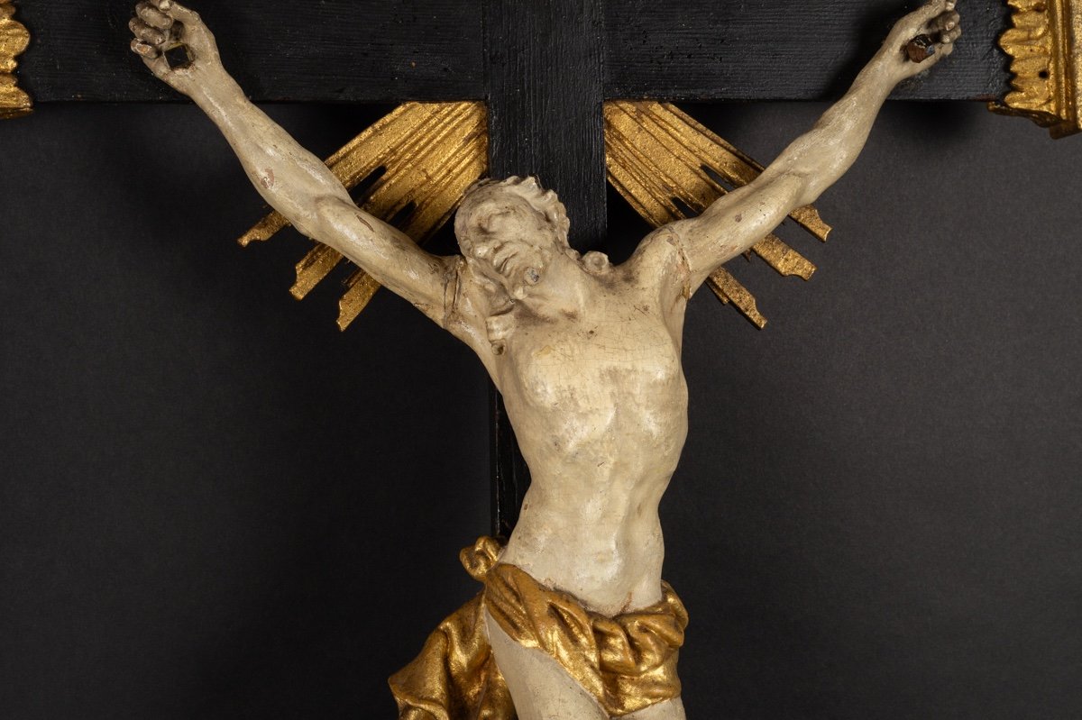 Large Crucifix, Wood, 18th - 19th Century. -photo-7