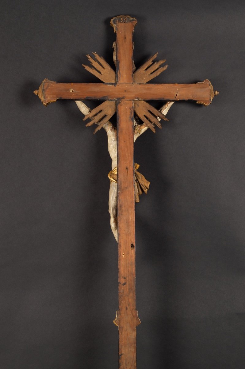 Large Crucifix, Wood, 18th - 19th Century. -photo-8