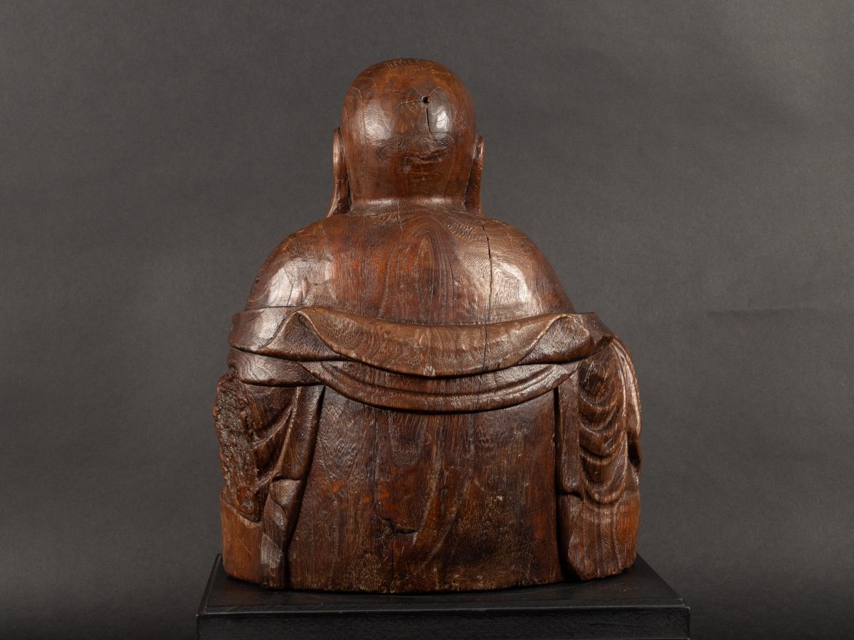 Budai With Base, Wood, China, Qing Dynasty, 19th Century.   -photo-1