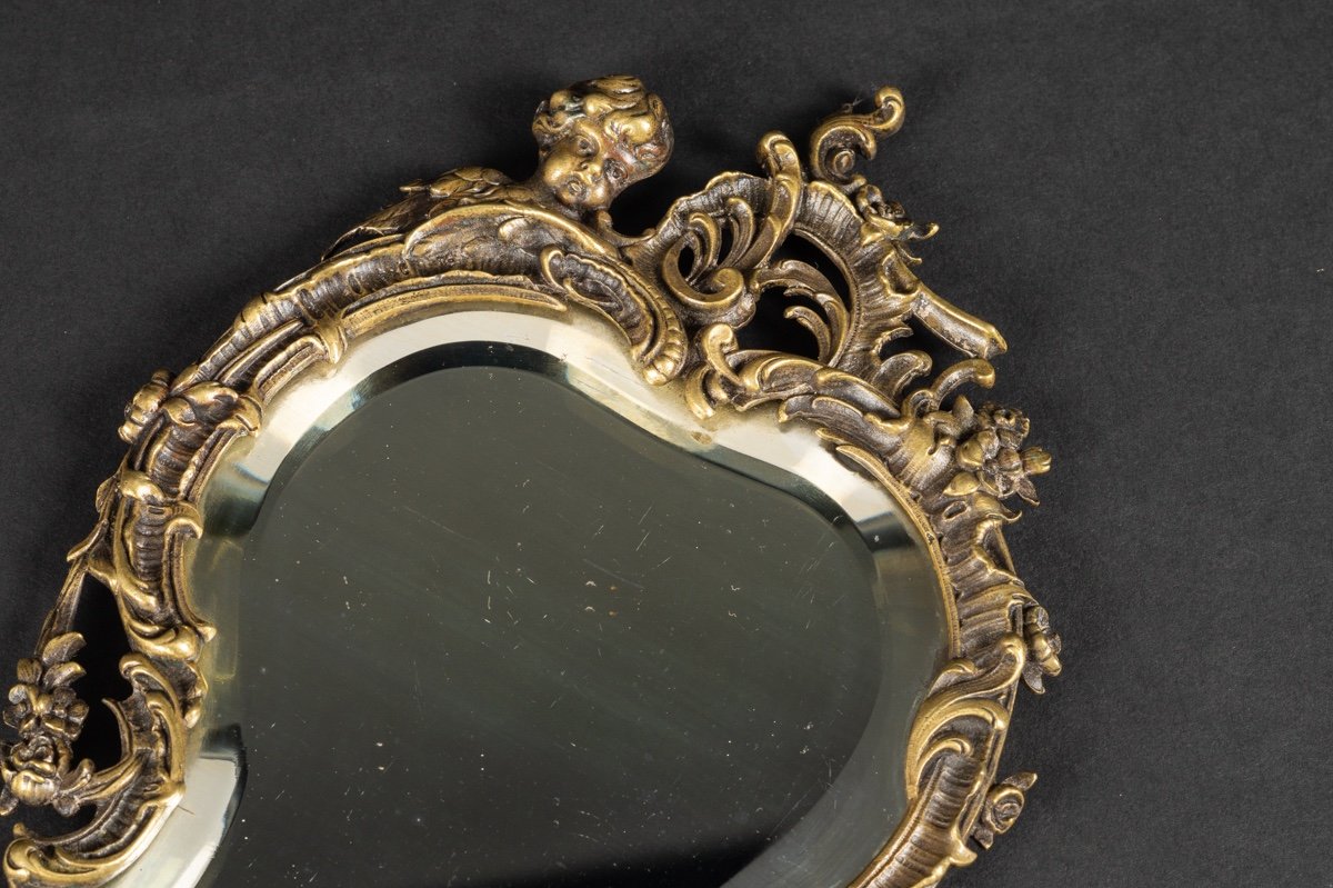 Hand Held Mirror, Bronze, 2nd Half 19th Century.  -photo-5