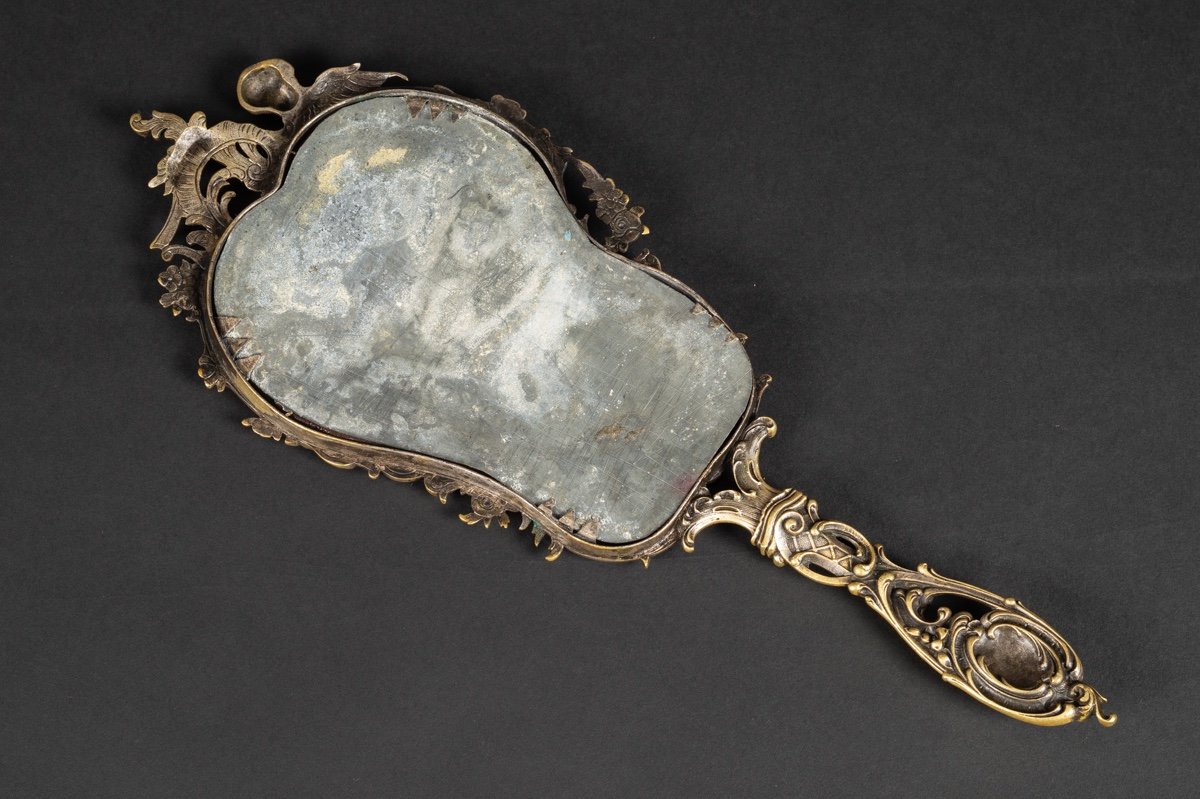 Hand Held Mirror, Bronze, 2nd Half 19th Century.  -photo-7