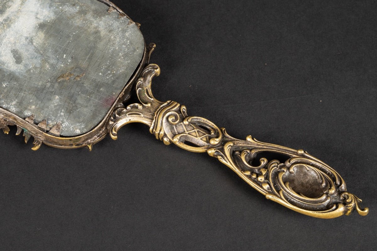 Hand Held Mirror, Bronze, 2nd Half 19th Century.  -photo-8