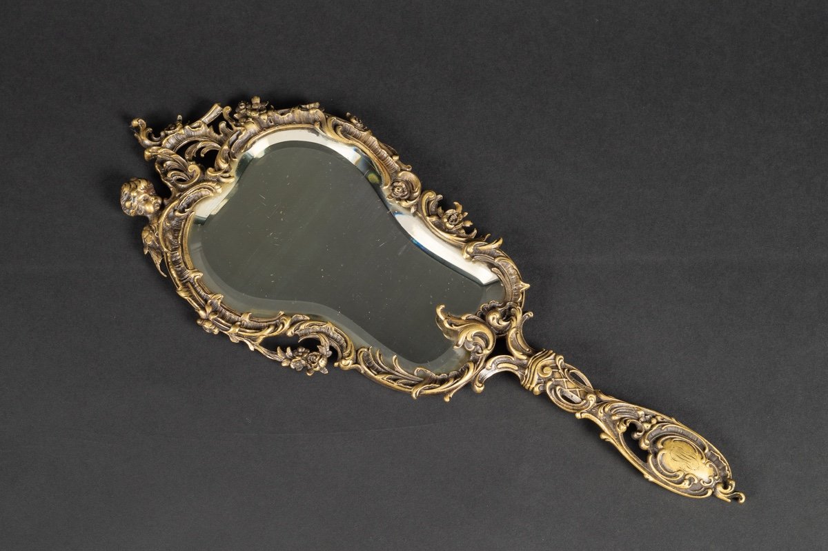 Hand Held Mirror, Bronze, 2nd Half 19th Century.  