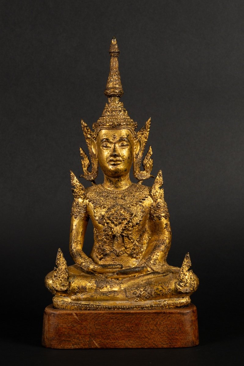  Bouddha Shakyamuni, Bronze Doré, Rattanakosin, Thaïlande, XIXe - XXe Siècle. -photo-2