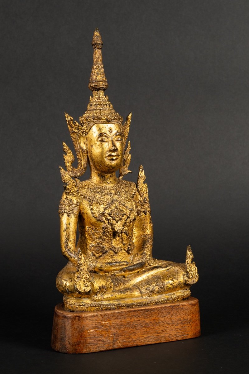  Bouddha Shakyamuni, Bronze Doré, Rattanakosin, Thaïlande, XIXe - XXe Siècle. -photo-3