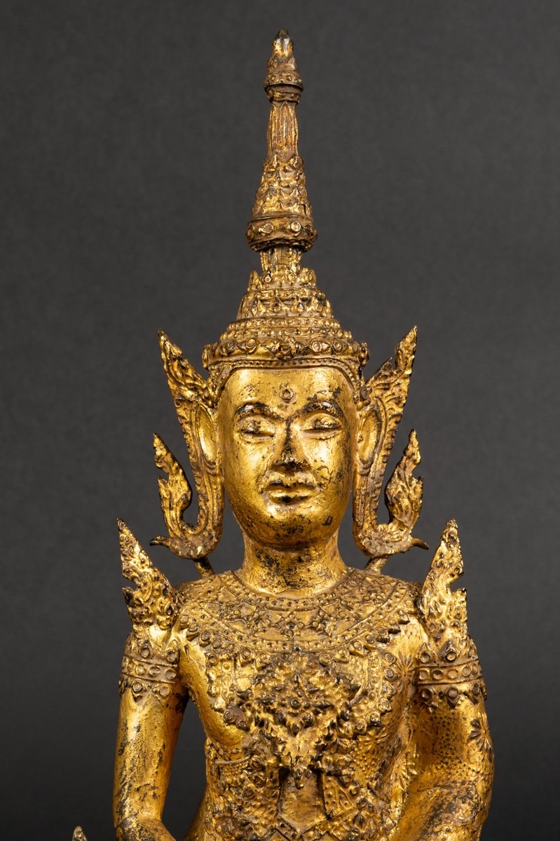  Bouddha Shakyamuni, Bronze Doré, Rattanakosin, Thaïlande, XIXe - XXe Siècle. -photo-2